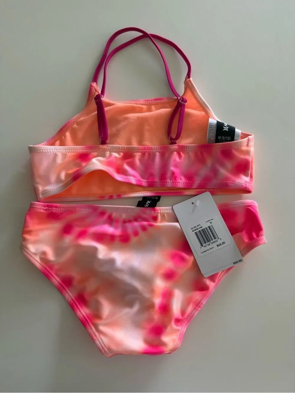 Hurley Pink Tie-Dye Girls' Two-Piece Swim Set